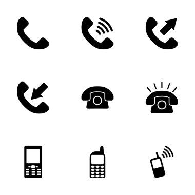 Vektör siyah telefon Icon set
