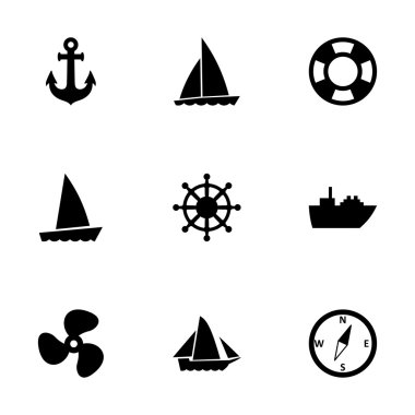 Gemi vektör ve simge seti tekne