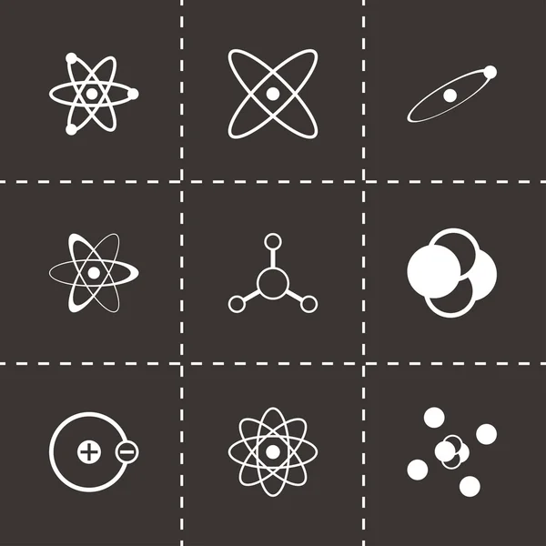 Conjunto de iconos de átomo negro vector — Archivo Imágenes Vectoriales