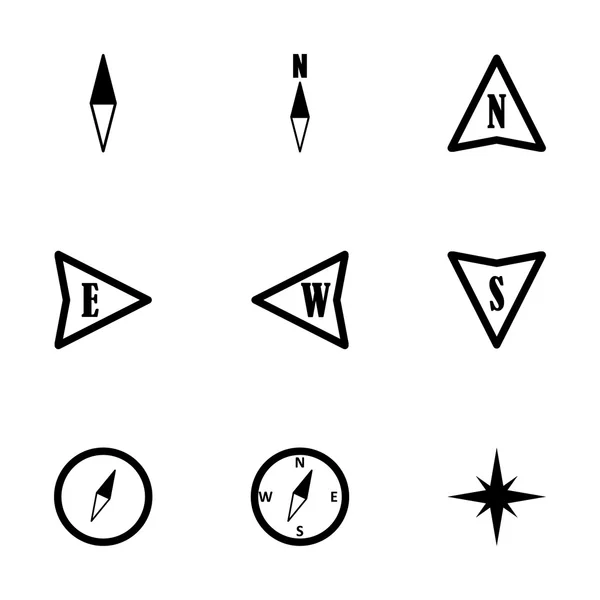 Vector black compass  icons set — Stock Vector