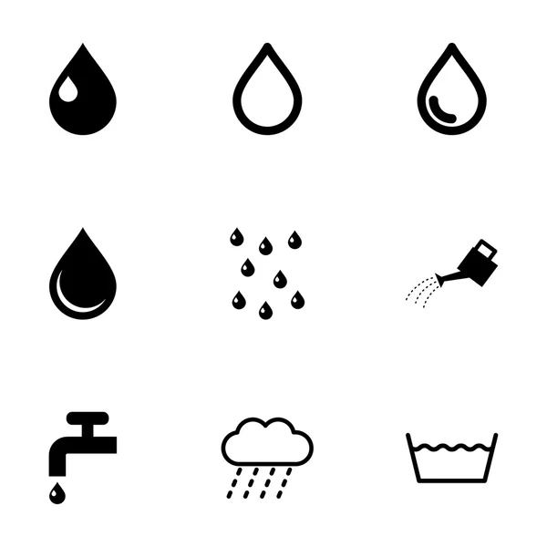 Vector black water icon set — Stock Vector