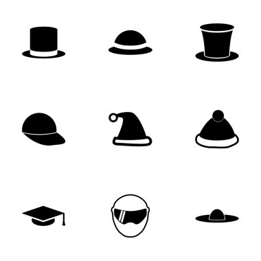 Vektor sisak és kalap ikon készlet