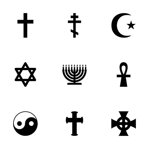 Vector símbolos religiosos icono conjunto — Vector de stock