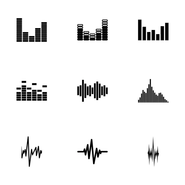 Conjunto de iconos de onda sonora de música vectorial — Vector de stock
