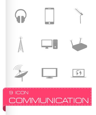 siyah vektör iletişim simgeler kümesi