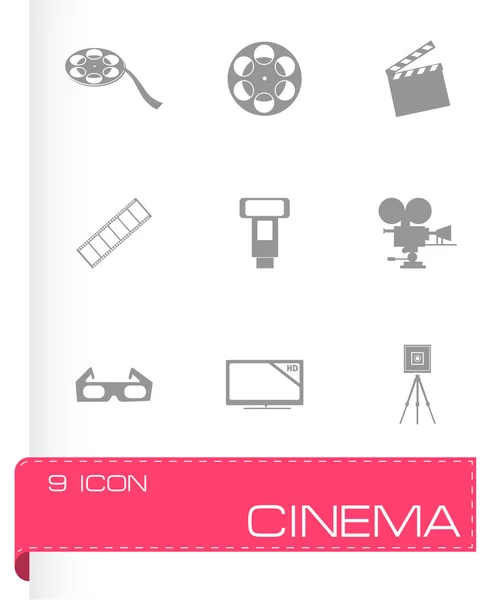 Set icone del cinema nero vettoriale — Vettoriale Stock