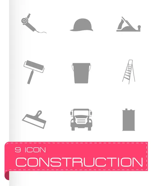 Vector black construction icons set — Stock Vector