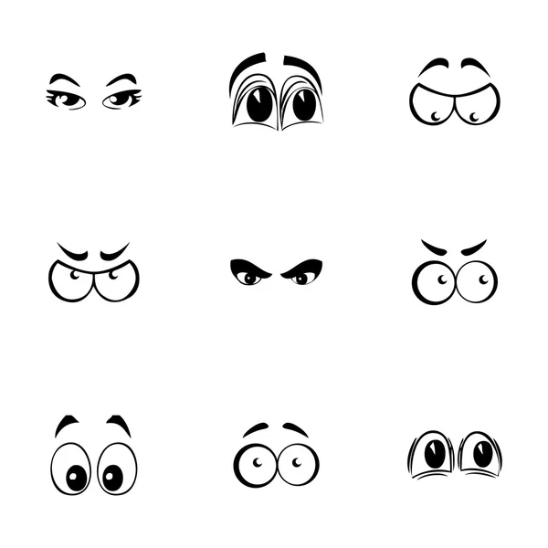 Vektor tecknad ögon ikoner set — Stock vektor