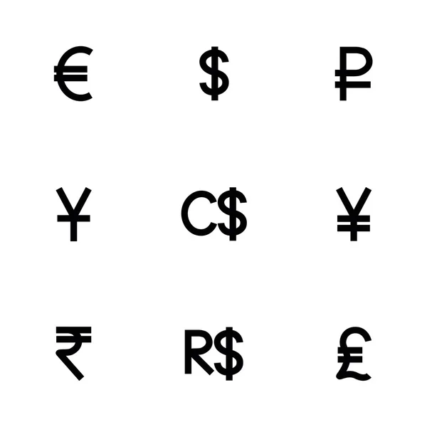 Vecteur Symbole de devise icône ensemble — Image vectorielle