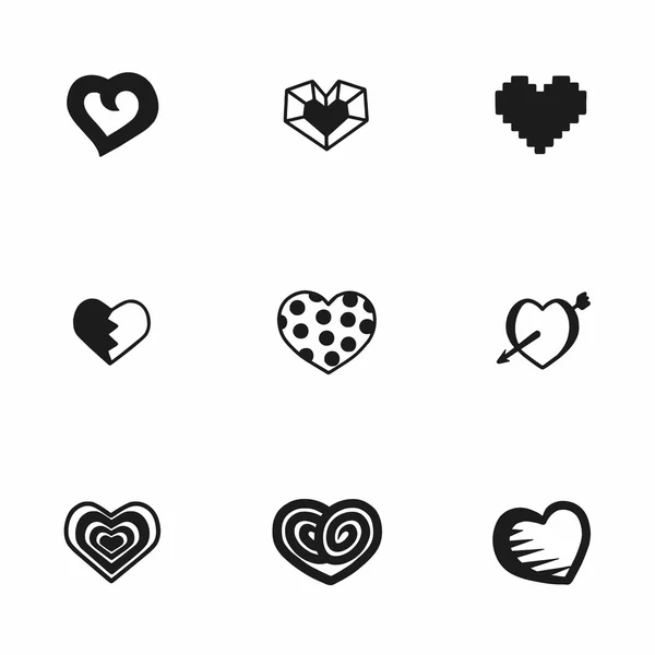 Vector hearts icon set — Stock Vector