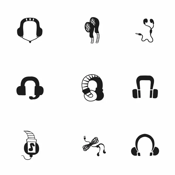 Conjunto de iconos de auriculares vectoriales — Vector de stock