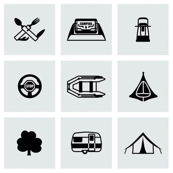 Vektor camping icon set — Stockvektor