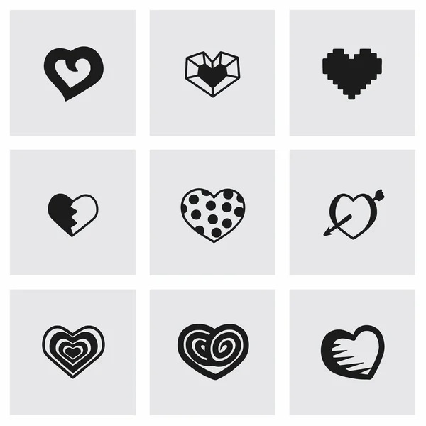 Conjunto de iconos de corazones vectores — Vector de stock