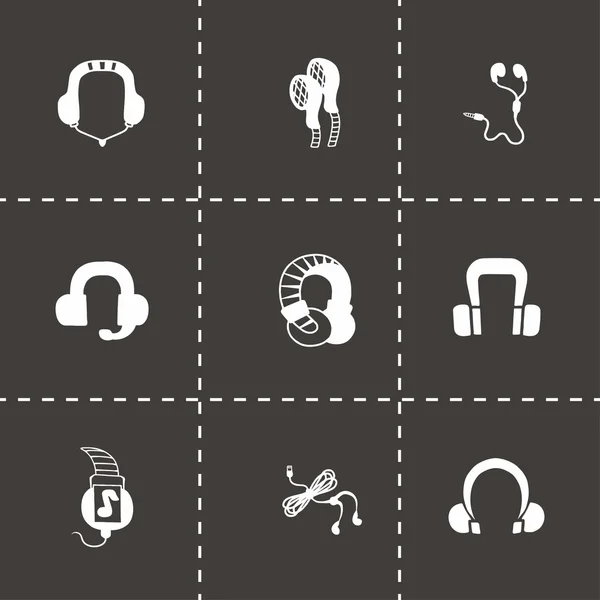 Conjunto de iconos de auriculares vectoriales — Vector de stock