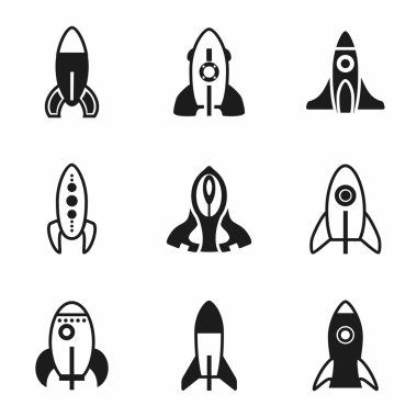 Vektör roket Icon set