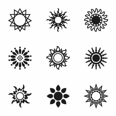 vektör güneş simgesi ayarlandı