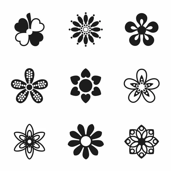 Vector Flowers icon set — Stock Vector