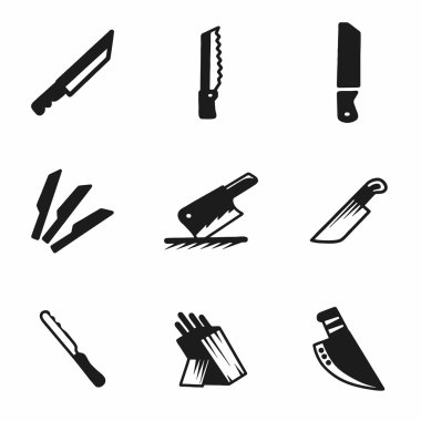 Vektör mutfak bıçak Icon set
