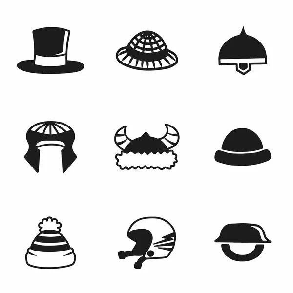 Vector helmet and hat icon set — Stock Vector