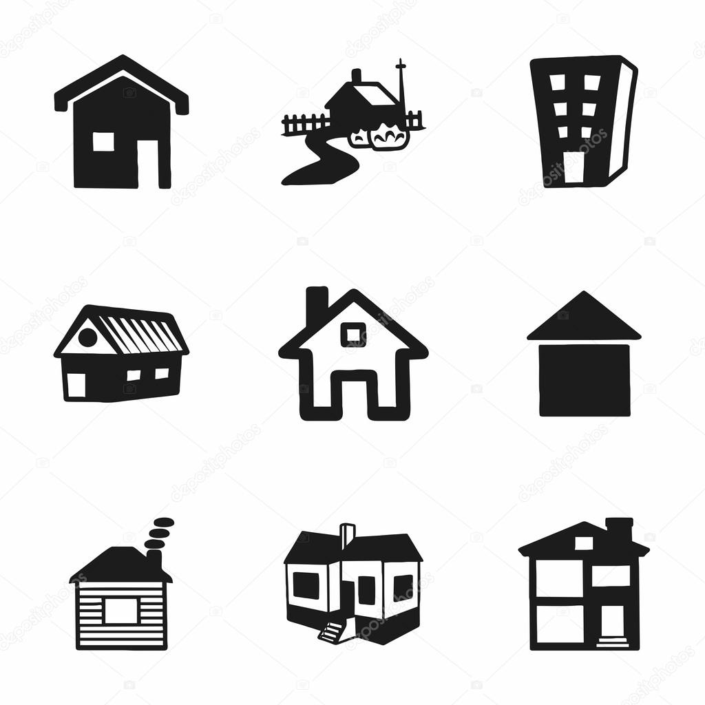 Vector house icon set on white background