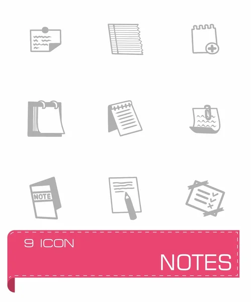 Vector notes icon set — Stock Vector