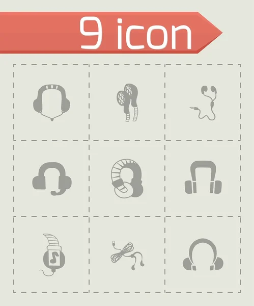 Conjunto de iconos de auriculares vectoriales — Vector de stock