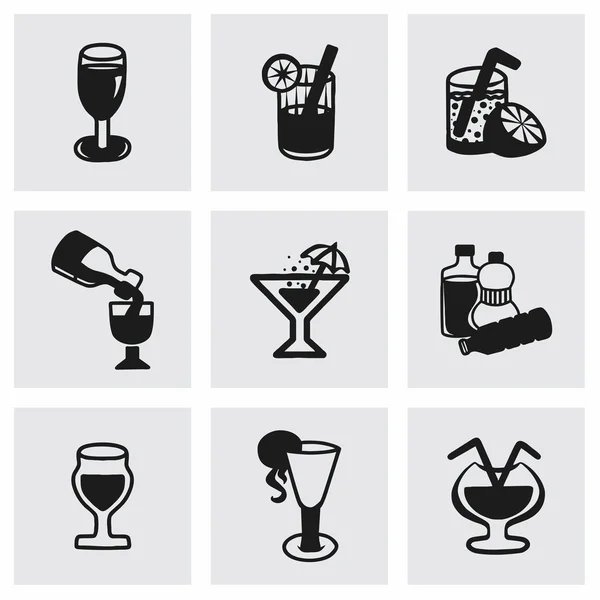 Conjunto de iconos de bebidas vectoriales — Vector de stock