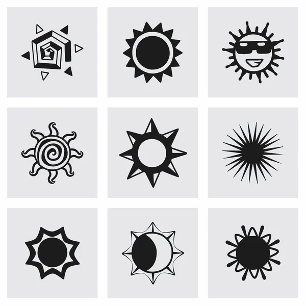 Vektor Sonnensymbol gesetzt — Stockvektor