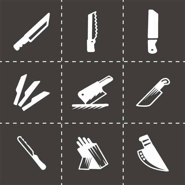 Vector kitchen knife icon set — Stock Vector