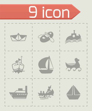 Gemi vektör ve simge seti tekne
