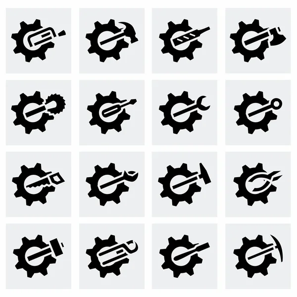 Herramientas vectoriales en el conjunto de iconos de engranajes — Vector de stock