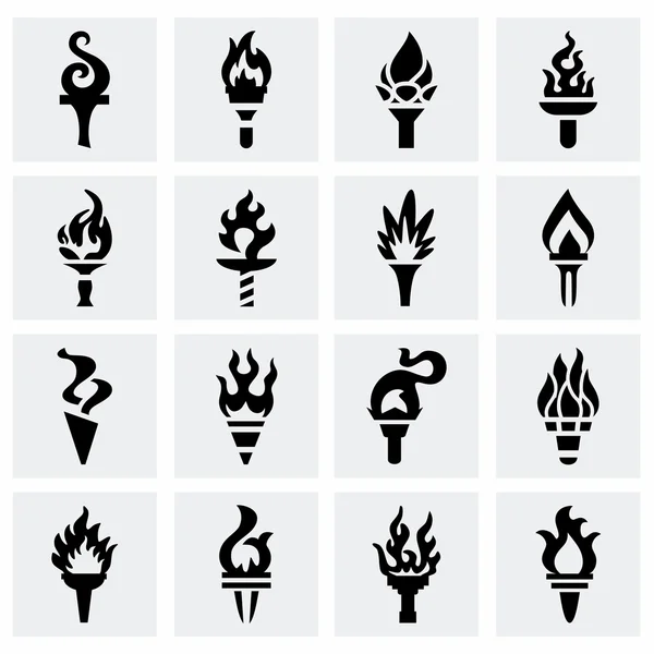 Vector Torch icon set — Stock Vector