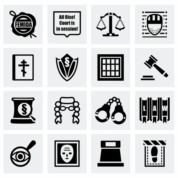 Conjunto de iconos de justicia vectorial — Archivo Imágenes Vectoriales