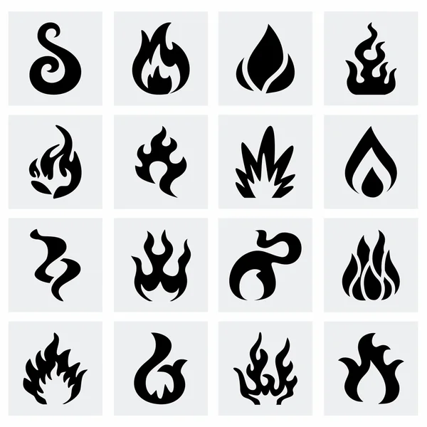 Conjunto de iconos de fuego vector — Archivo Imágenes Vectoriales