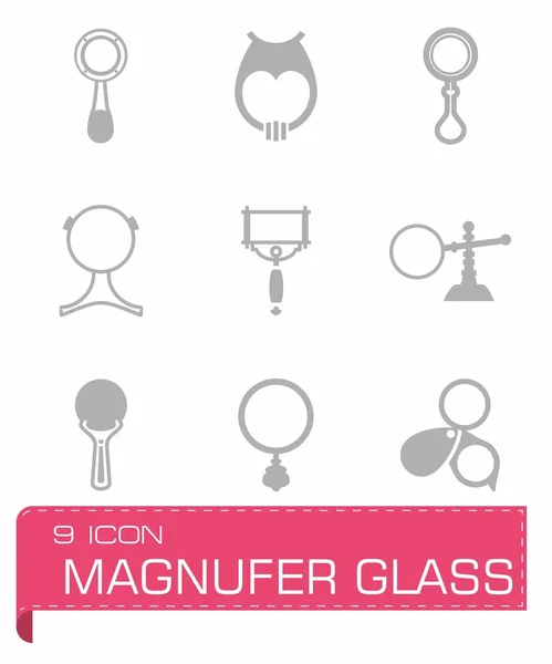 Vector Magnufer glass icon set — Stock Vector