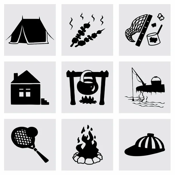 Set di icone da campeggio vettoriale — Vettoriale Stock
