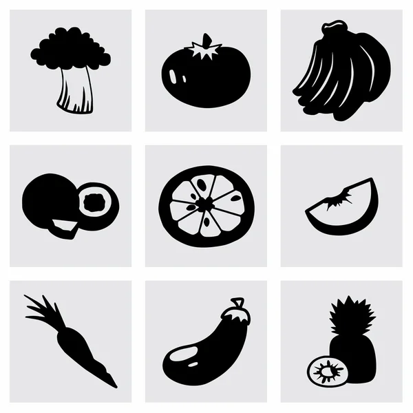 Set di icone per frutta e verdura vettoriale — Vettoriale Stock