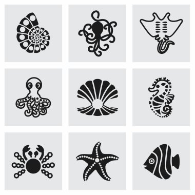 Vektör deniz yaşamı Icon set