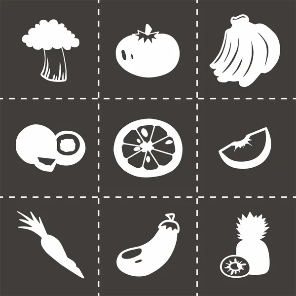 Sada ikon vektorové ovoce a zeleniny — Stockový vektor