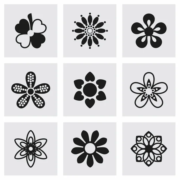 Conjunto de iconos Vector Flowers — Archivo Imágenes Vectoriales