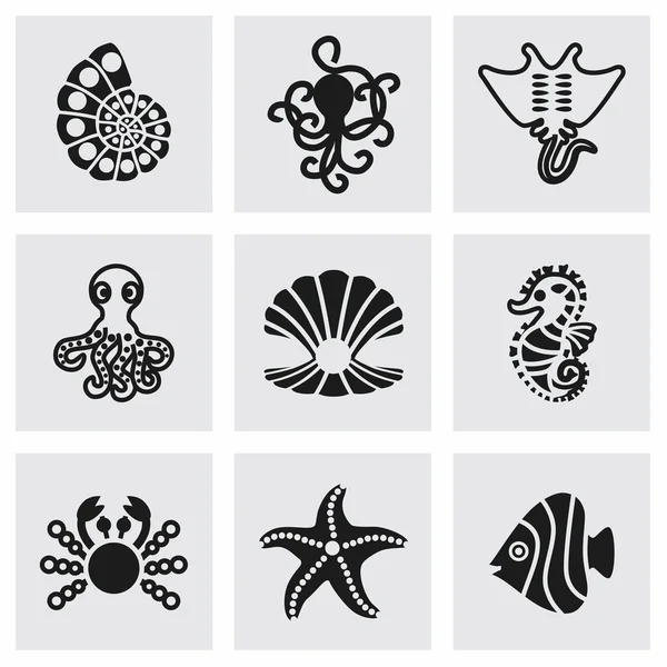 Vektör deniz yaşamı Icon set