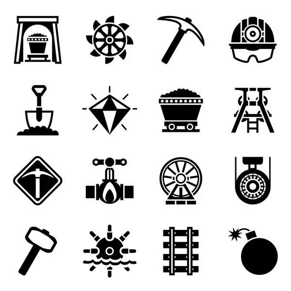 Conjunto de iconos mineros vectoriales — Vector de stock