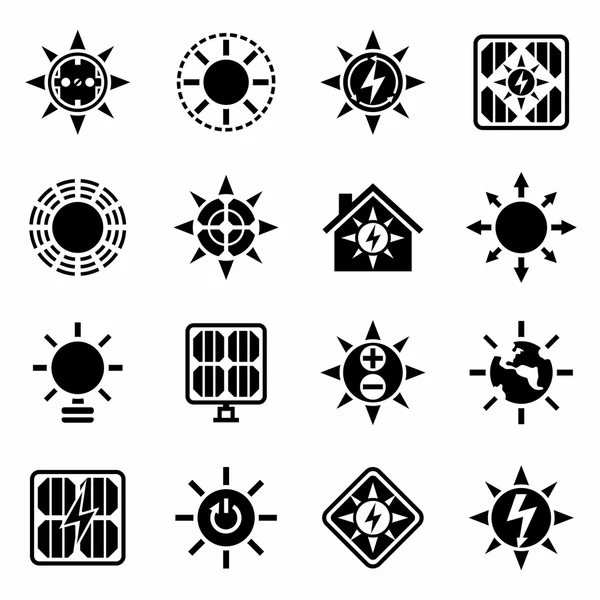 Vector zonne-energie pictogrammenset — Stockvector