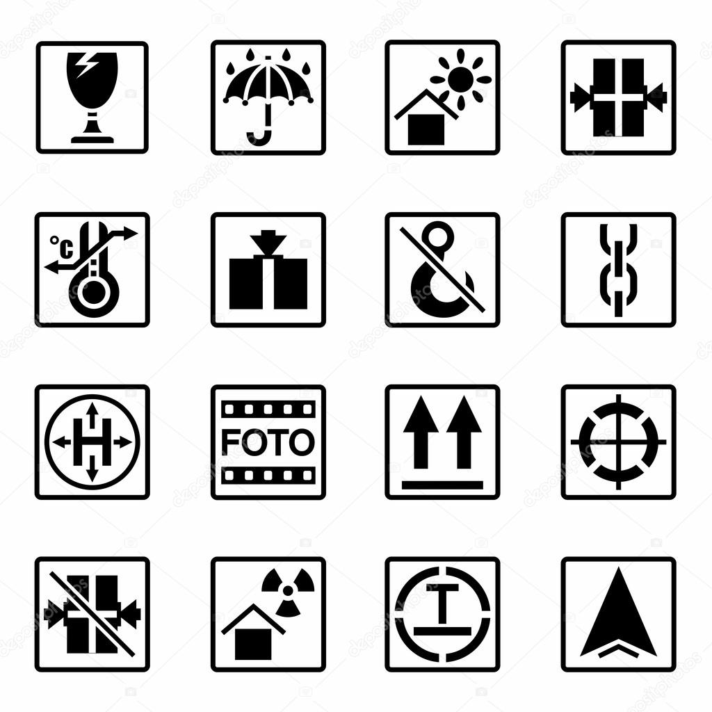 Vector Marking of cargo icon set