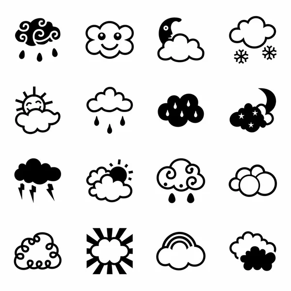 Vetor nuvens ícone conjunto — Vetor de Stock