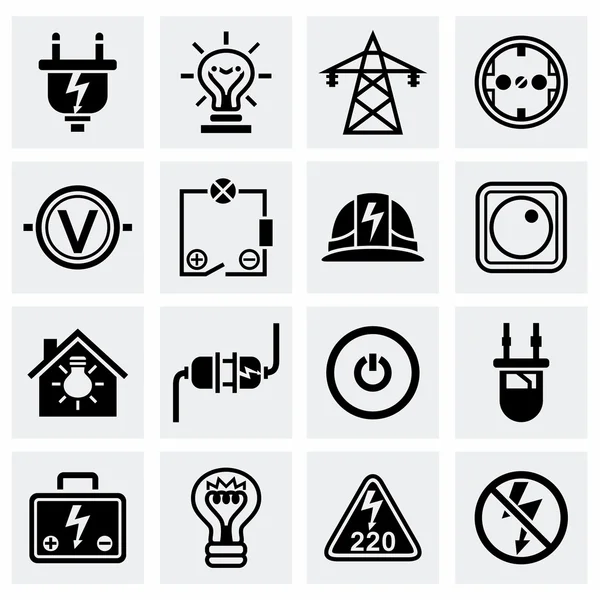 Vector elektriciteit pictogrammenset — Stockvector