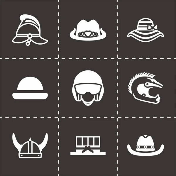 Hełm i kapelusz wektor zestaw ikon — Wektor stockowy