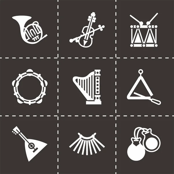 Conjunto de ícones de instrumentos de música vetorial — Vetor de Stock