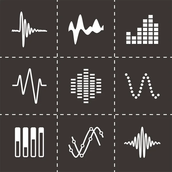 Ensemble d'icônes d'ondes sonores de musique vectorielle — Image vectorielle