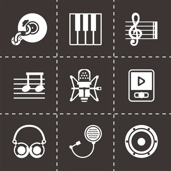 Conjunto de ícones de música vetorial — Vetor de Stock